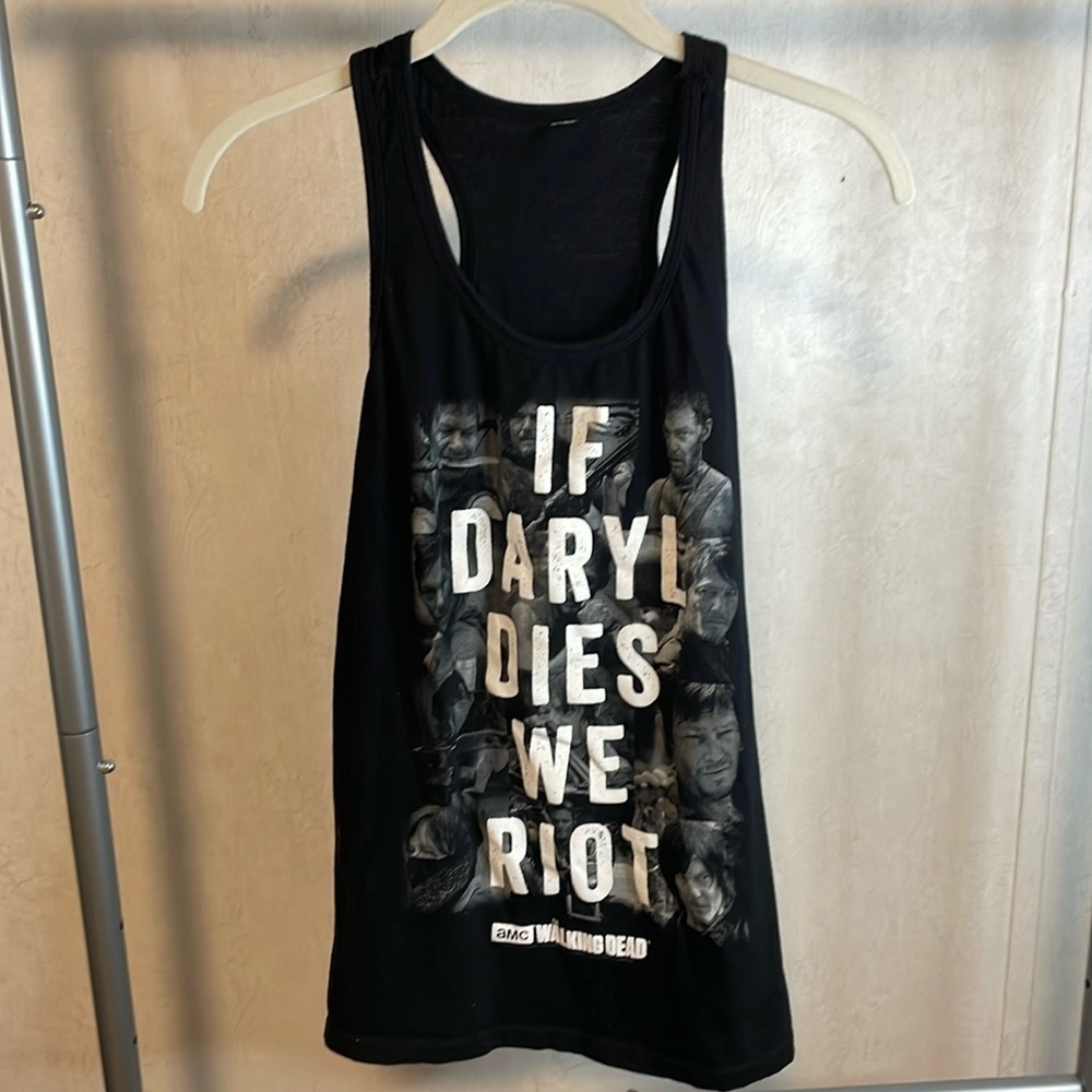 The Walking Dead AMC Black Halter Tank Top "If Daryl dies, we Riot" No tag